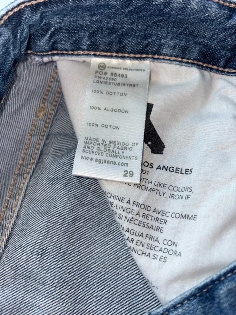 AG Rian High Rise Straight Raw Hem Jeans 29 100% Cotton Medium Wash - Picture 7 of 8